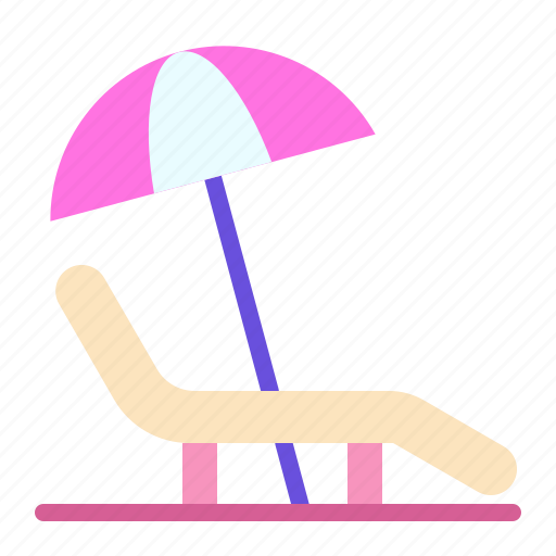 Beach, beach chair, holiday, lounger chair, summer, umbrella, vacation icon - Download on Iconfinder
