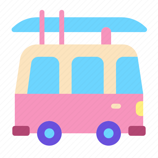 Beach, camper van, car, holiday, summer, surf van, vacation icon - Download on Iconfinder