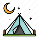 camping, night, outdoor, moon, weather, travelling, tent 