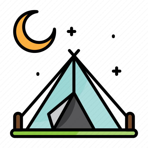 Camping, night, outdoor, moon, weather, travelling, tent icon - Download on Iconfinder
