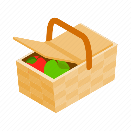 Basket, bread, food, fresh, healthy, isometric, picnic icon - Download on Iconfinder