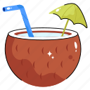 coconut, drink, water