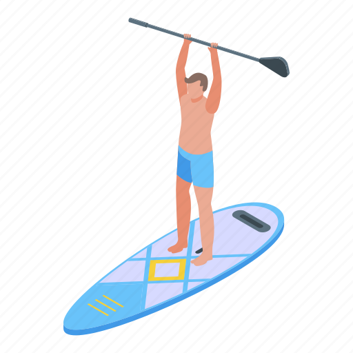 Sup, surfing, isometric icon - Download on Iconfinder