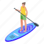 stand, up, paddle, isometric 