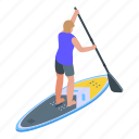 man, stand, up, paddle, isometric