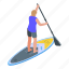 man, stand, up, paddle, isometric 
