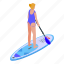 girl, stand, up, paddle, isometric 