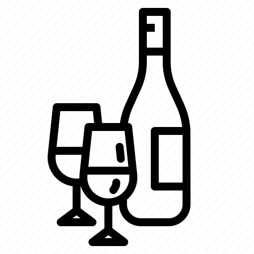 Bottle, food, glasses, kitchen, wine icon - Download on Iconfinder