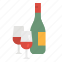 bottle, food, glasses, kitchen, wine