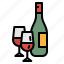 bottle, food, glasses, kitchen, wine 