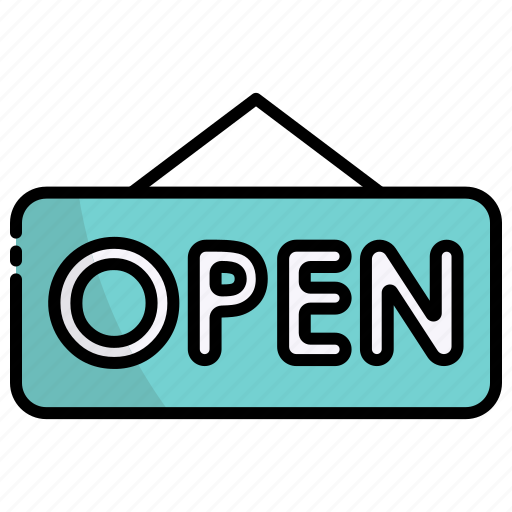 Open, door, sign, entrance, supermarket, mall, business icon - Download on Iconfinder
