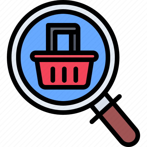 Basket, search, magnifier, food, shop, supermarket icon - Download on Iconfinder