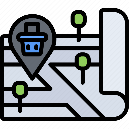 Map, pin, location, basket, food, shop, supermarket icon - Download on Iconfinder