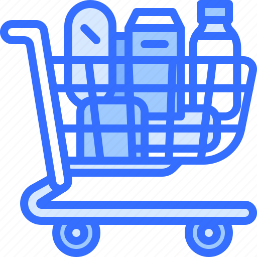 Cart, bread, milk, purchase, food, shop, supermarket icon - Download on Iconfinder