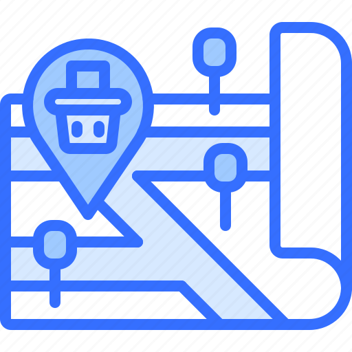 Map, pin, location, basket, food, shop, supermarket icon - Download on Iconfinder