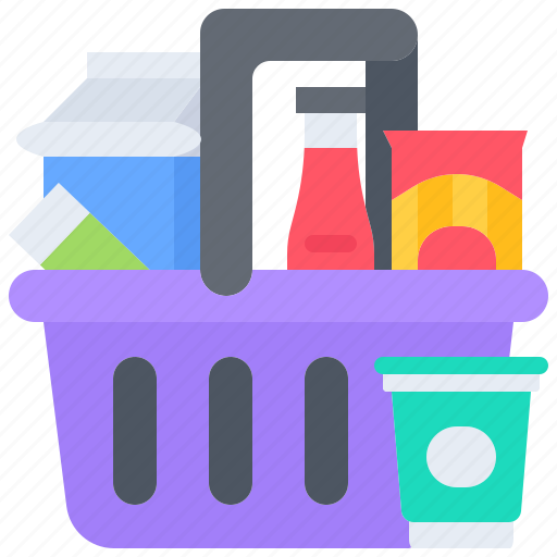 Basket, milk, ketchup, spaghetti, food, shop, supermarket icon - Download on Iconfinder