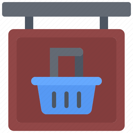 Basket, sign, signboard, food, shop, supermarket icon - Download on Iconfinder