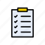 checklist, clipboard, document, sheet, support 