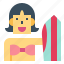 woman, surfer, people, equipment, avatar 