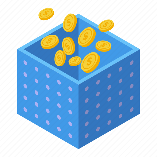 Money, gift, box, isometric icon - Download on Iconfinder