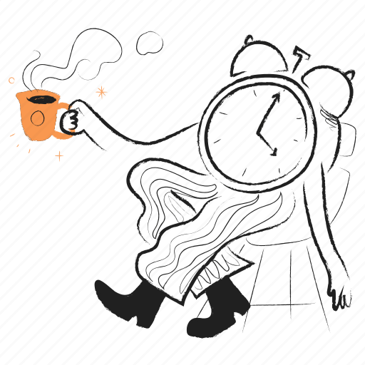 Task, management, coffee, drink, beverage, clock, time illustration - Download on Iconfinder