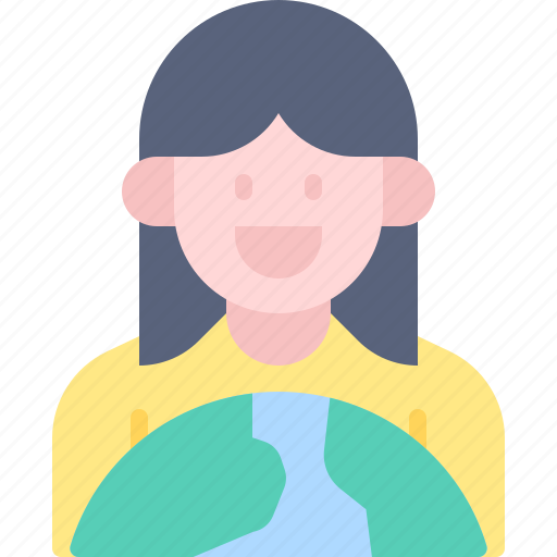 Globalization, person, girl, world, earth icon - Download on Iconfinder