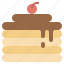 bakery, cake, cherry, chocolate, food, pan, pancake 