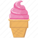 ice cream, cone, strawberry, dessert, sweet, sugar, fruit
