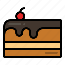cake, slice, piece, black forest