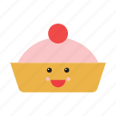 cake, emoji, emoticon, food, happy, pie, smiley