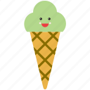 cone, emoji, emoticon, food, ice cream, smiley, sweet
