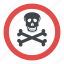hazard symbol, poison symbol, skull and crossbones, toxic symbol, warning symbol 