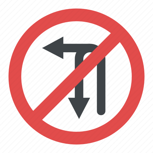 Left turn and u-turn prohibited sign, no left turn, no u-turn, prohibitory sign, turn sign icon - Download on Iconfinder