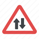 beware of two-way traffic ahead, confusing road sign, traffic sign, two-way traffic ahead sign, warning road sign 