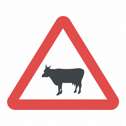 Animal crossing sign, cattle crossing sign, road sign, traffic rules, warning sign icon - Download on Iconfinder