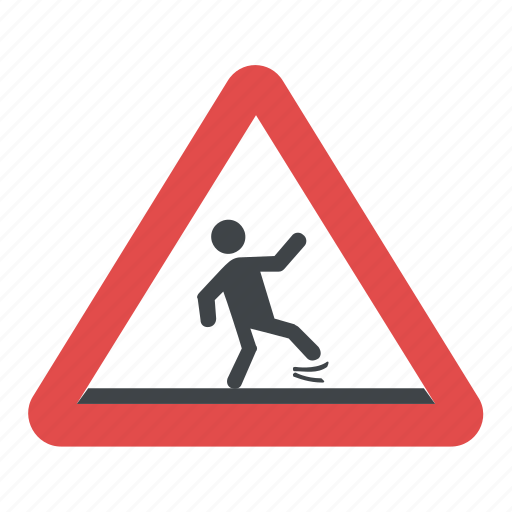 Caution sign, caution wet floor safety sign, slip and fall sign, slippery when wet sign, wet floor sign icon - Download on Iconfinder