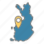 finland, geo, map, mark, scandinavian 