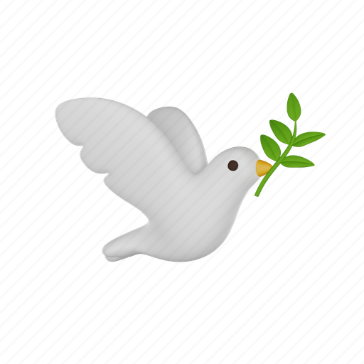 Dove, peace, dove of peace, olive branch 3D illustration - Download on Iconfinder