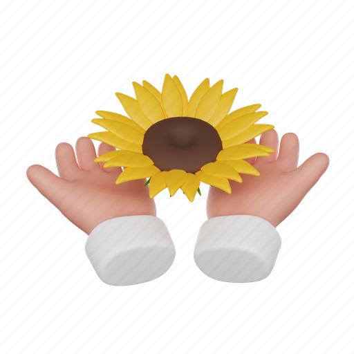Hands, hold, sunflower, ukraine, national symbol 3D illustration - Download on Iconfinder