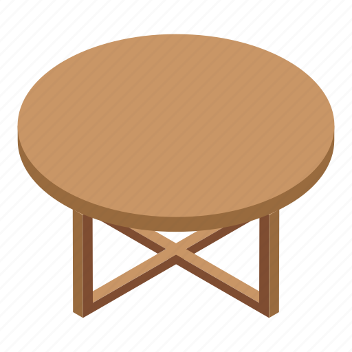Round, wooden, table, isometric icon - Download on Iconfinder