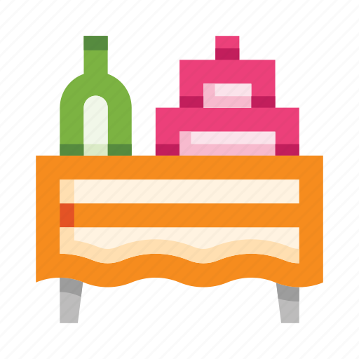 Table, furniture, tablecloth, cake, wedding, birthday icon - Download on Iconfinder