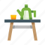 table, furniture, kettle, cup, mug, kitchen, dining 