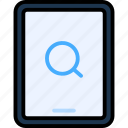 magnifier, search, find, research, look, tablet, device 