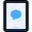 message, speech bubble, text, speech, talk, tablet, device 