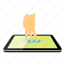 tablet, three fingers 