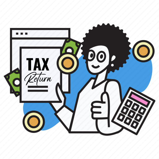 Tax, return, african, woman, accountant, currency, money illustration - Download on Iconfinder