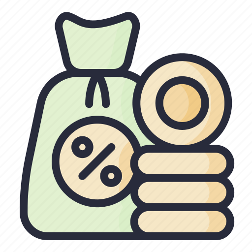 Bag, coin, money, percentage icon - Download on Iconfinder