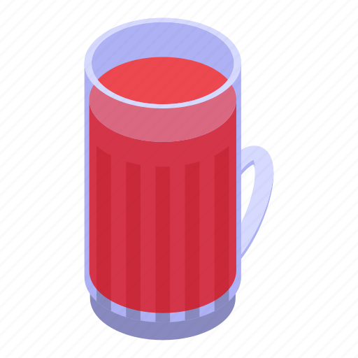 Red, tea, mug, isometric icon - Download on Iconfinder
