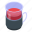 red, tea, cup, isometric 