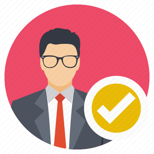 Business decision making, businessman checkmark, chosen one, recruitment, selected candidate icon - Download on Iconfinder